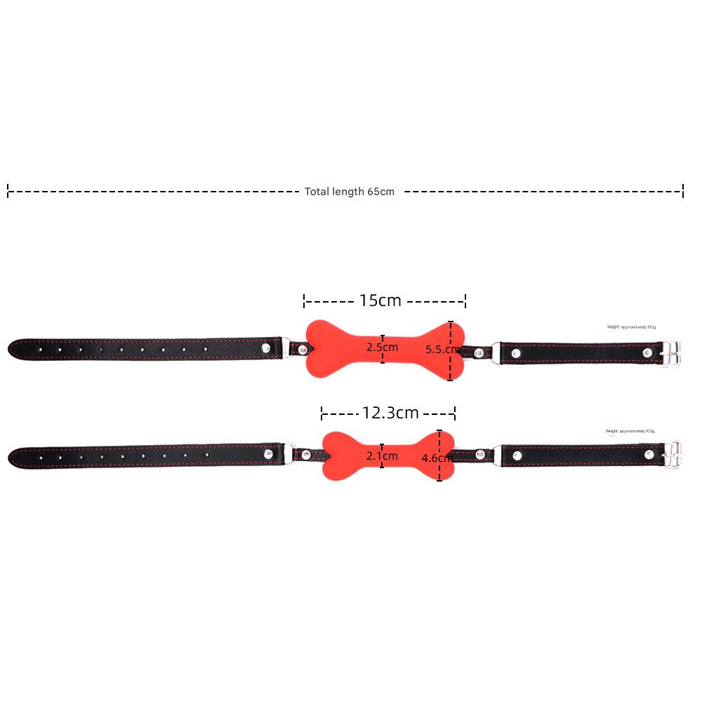 Bone Gag BDSM Silicone Mouth Gag Leather Strap