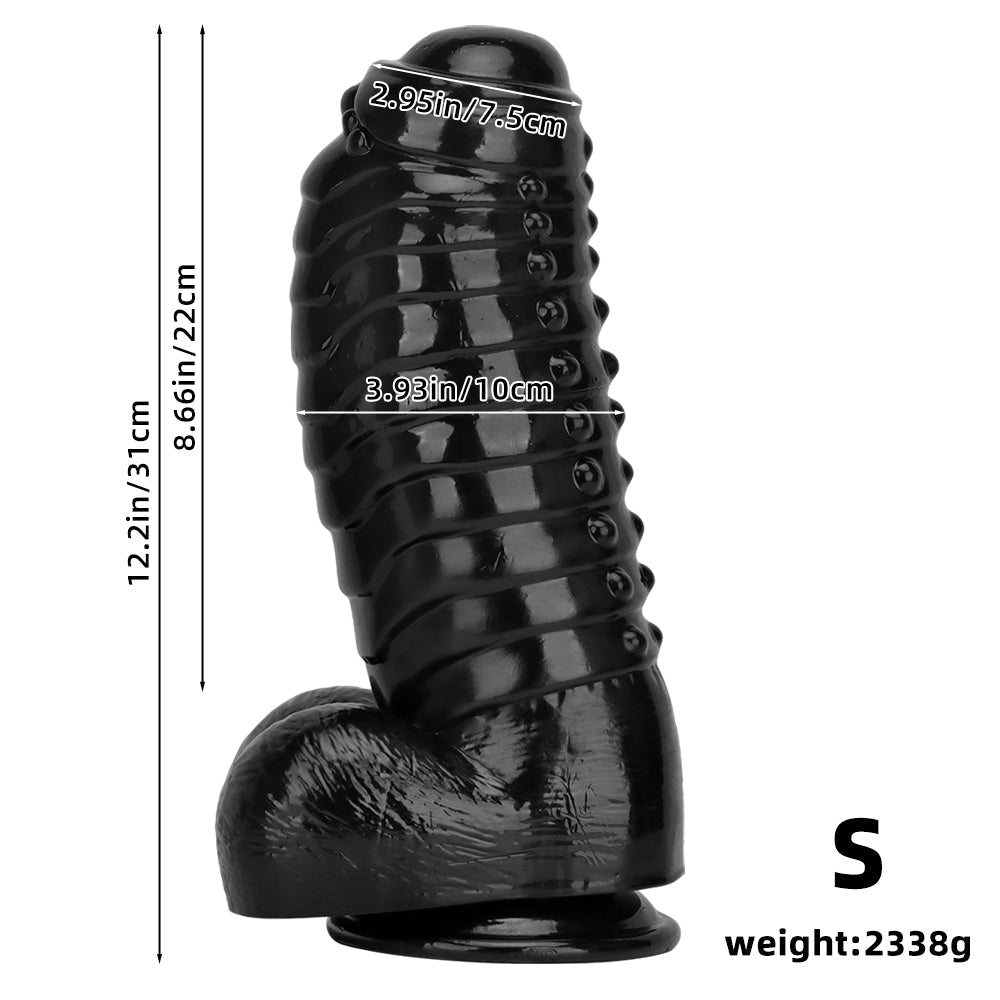 13 Inch Raised Black Huge Dragon Dildo