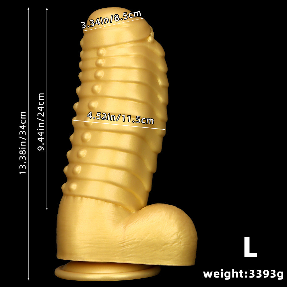 13 Inch Fantasy Gold Silicone Dragon Dildo