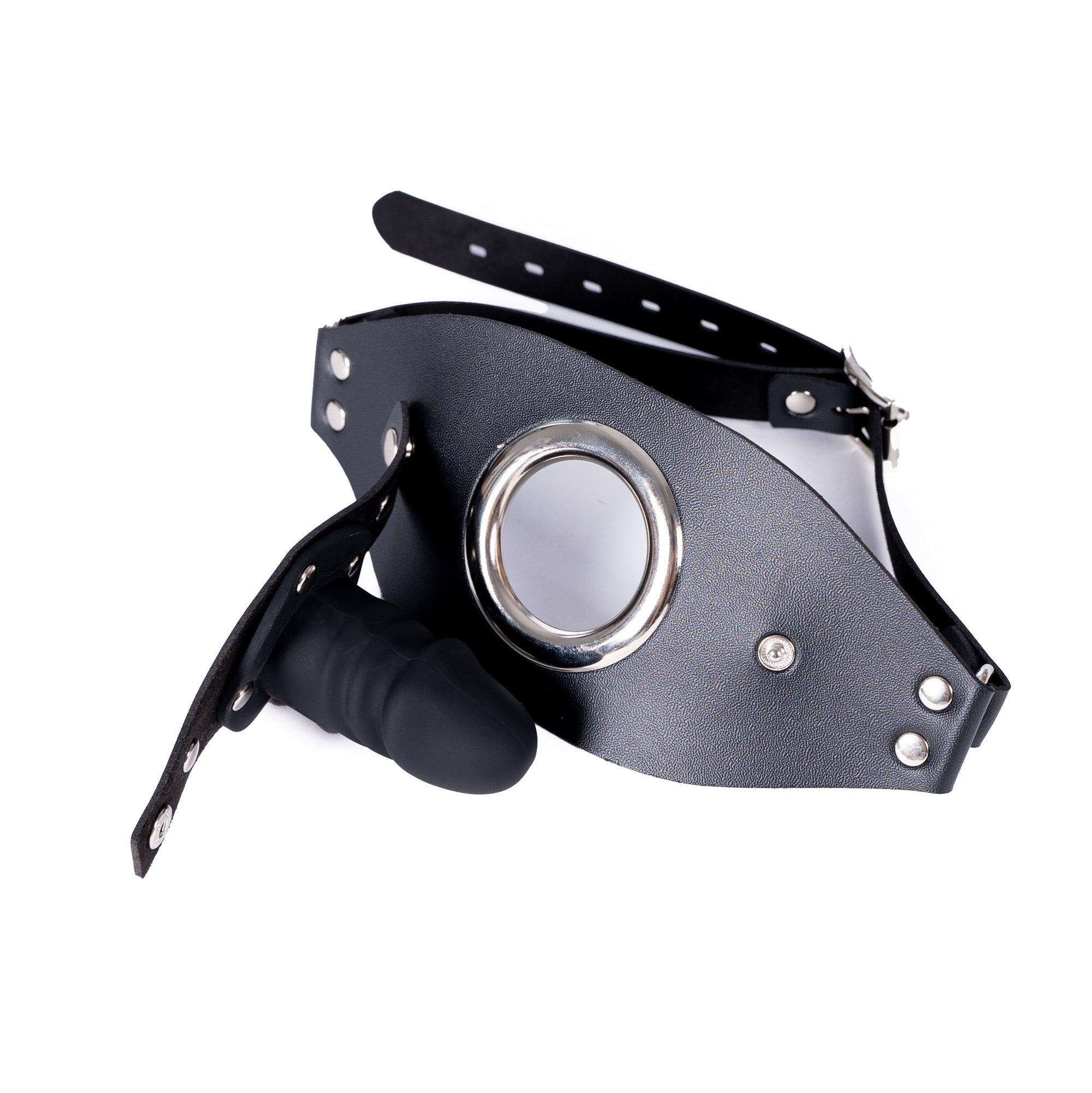Black Leather 2 Inch Removable Dildo Gag