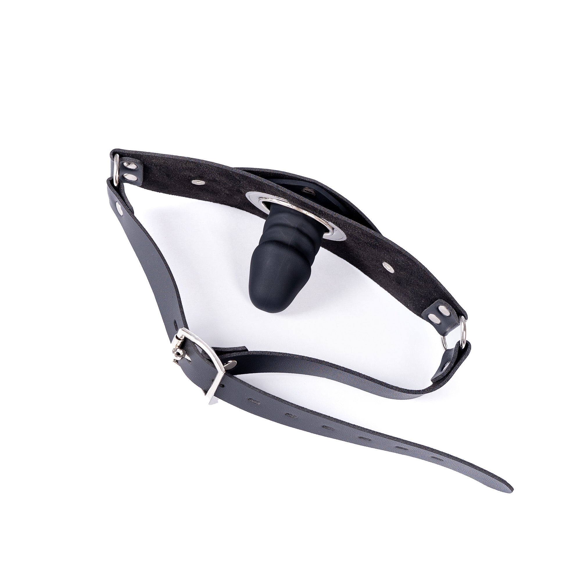 Black Leather 2 Inch Removable Dildo Gag