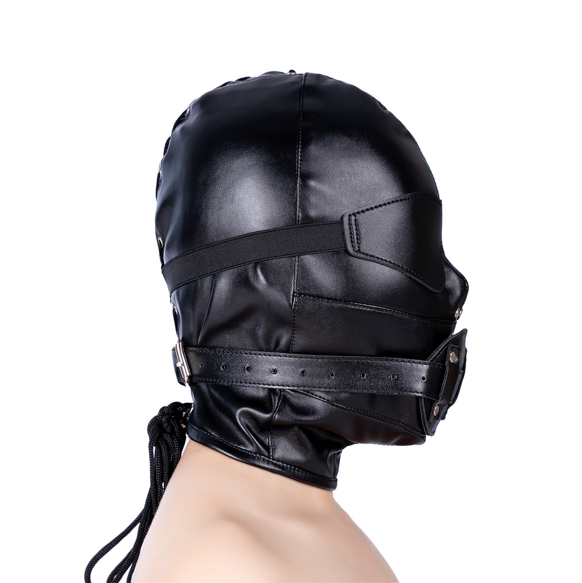 Black Leather Facial Dildo Gag Mask —Set