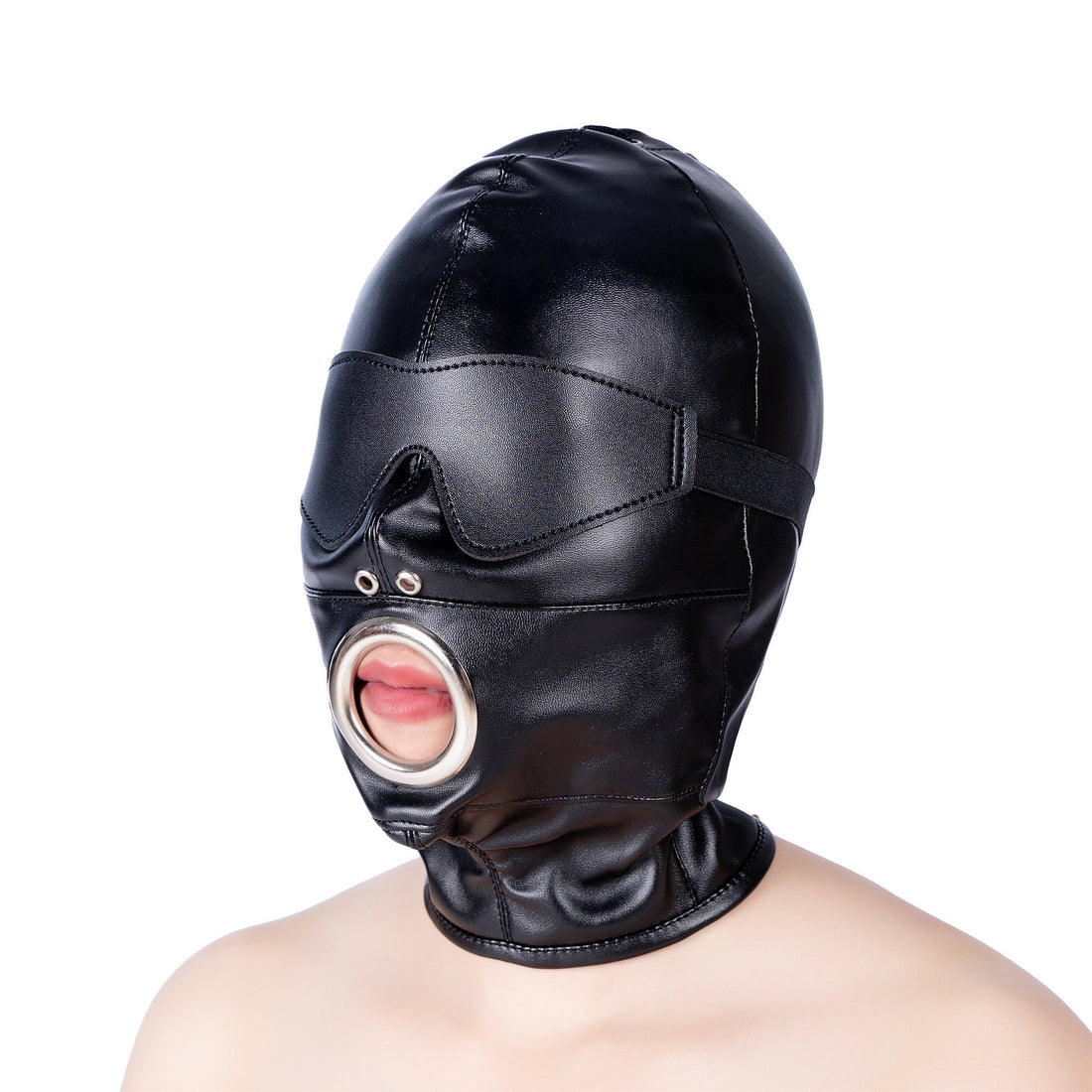 Black Leather Facial Dildo Gag Mask —Set