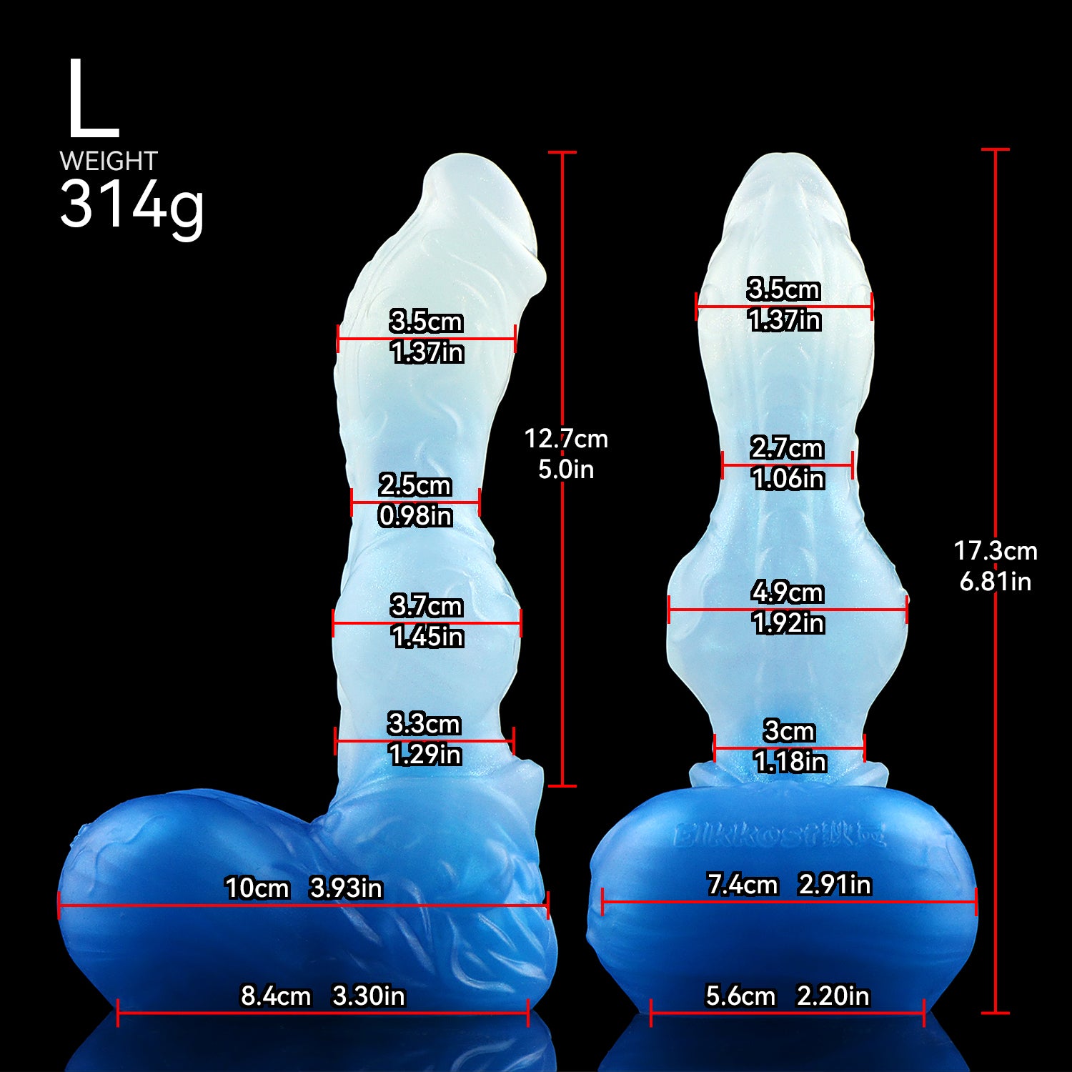 8 Inch Ice Blue Wolf King Knot Dildo