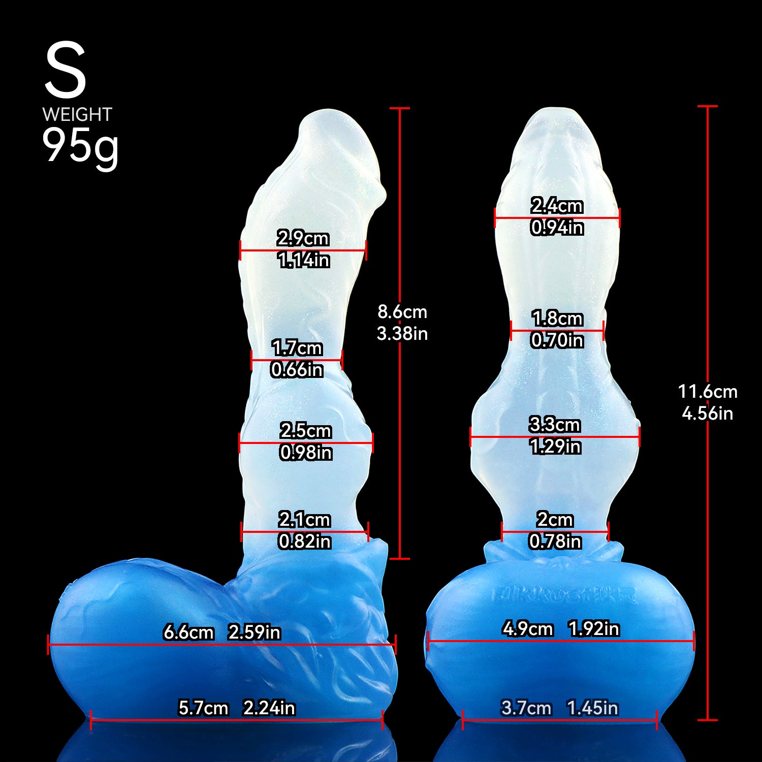 8 Inch Ice Blue Wolf King Knot Dildo
