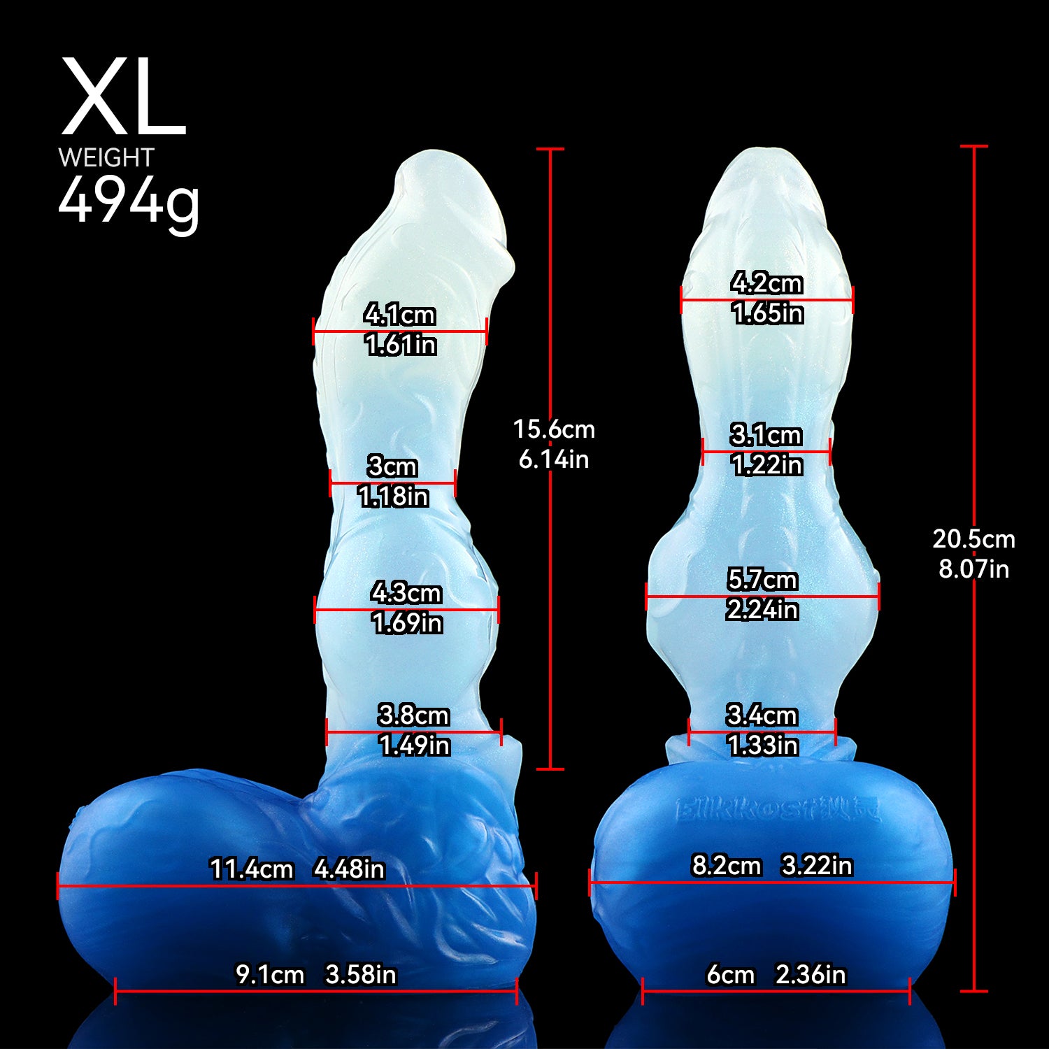 8 Inch Ice Blue Wolf King Knot Dildo