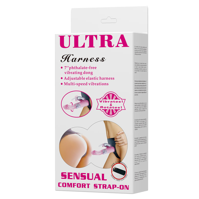 Pink Rotating Rabbit Vibrating Strap On