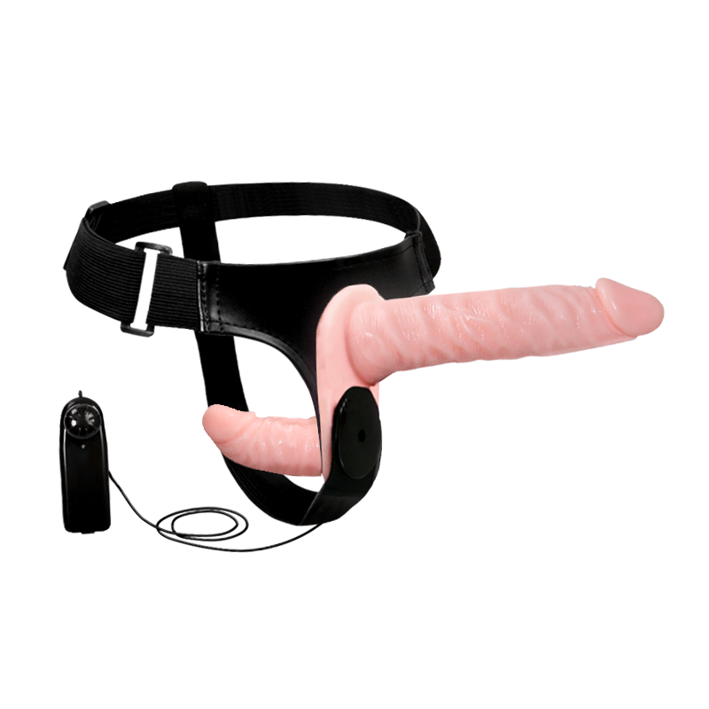 Pink Vibrating Double Head Strap On Dildo