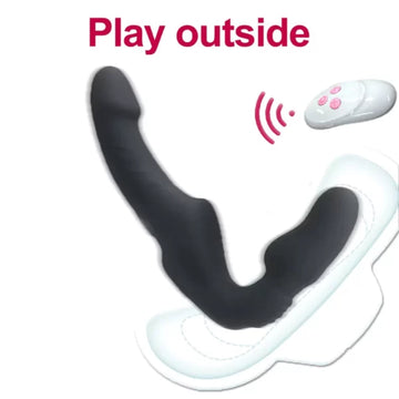 Black Remote Control Vibrator Strapless Dildo