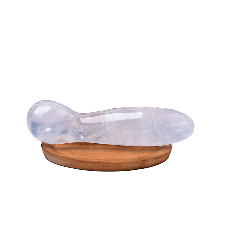 7 Inch White Transparent Massage Crystal Dildo