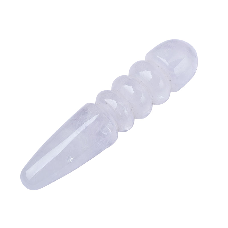 6 Inch Conical Ribbed White Crystal Dildo
