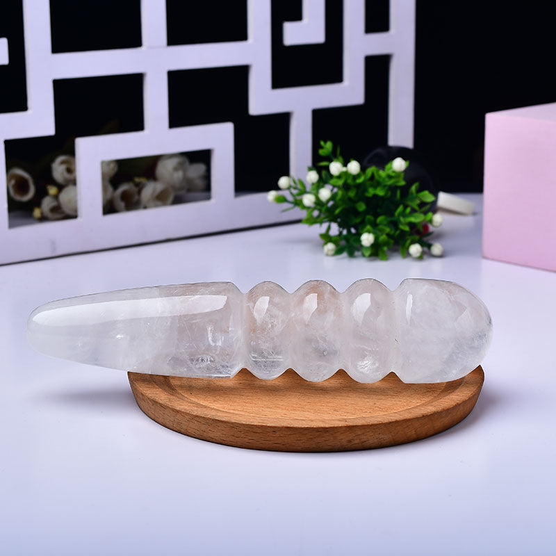 6 Inch Conical Ribbed White Crystal Dildo