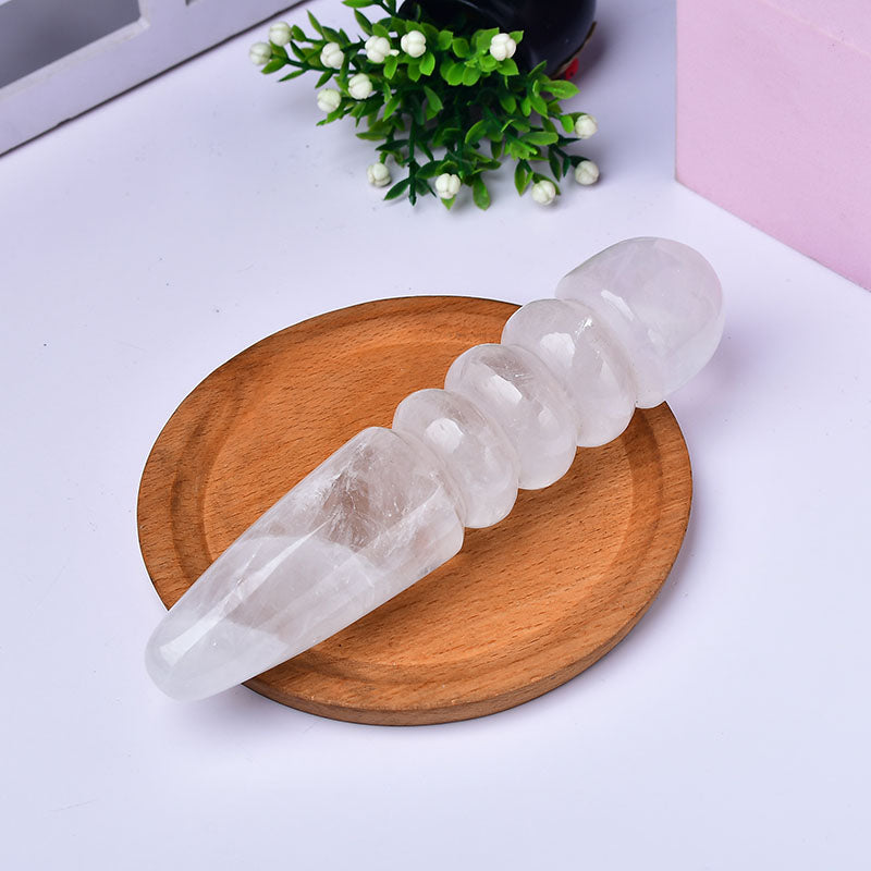 6 Inch Conical Ribbed White Crystal Dildo