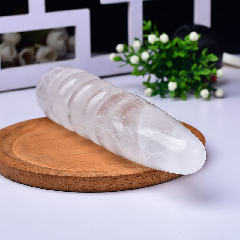 6 Inch Conical Ribbed White Crystal Dildo