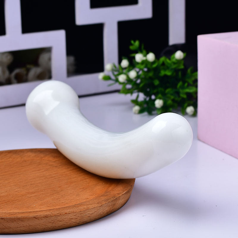 Ivory Aventurine Curved G Spot Crystal Dildo