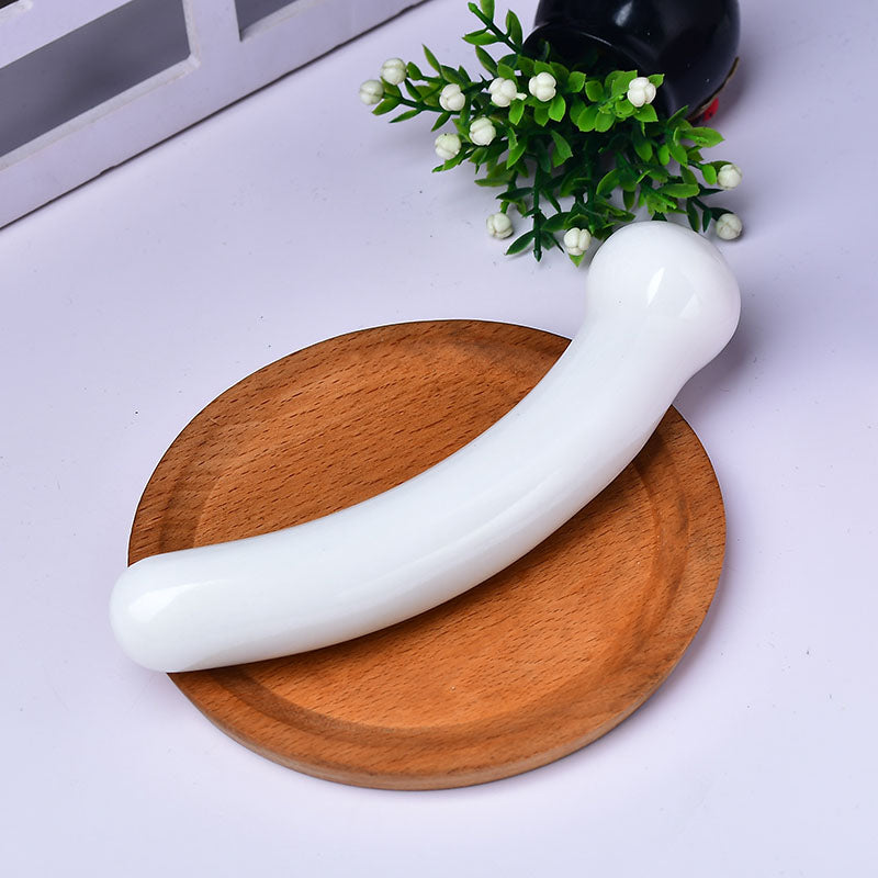Ivory Aventurine Curved G Spot Crystal Dildo