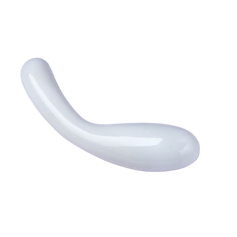 White Double Rnded Curved Crystal Dildo