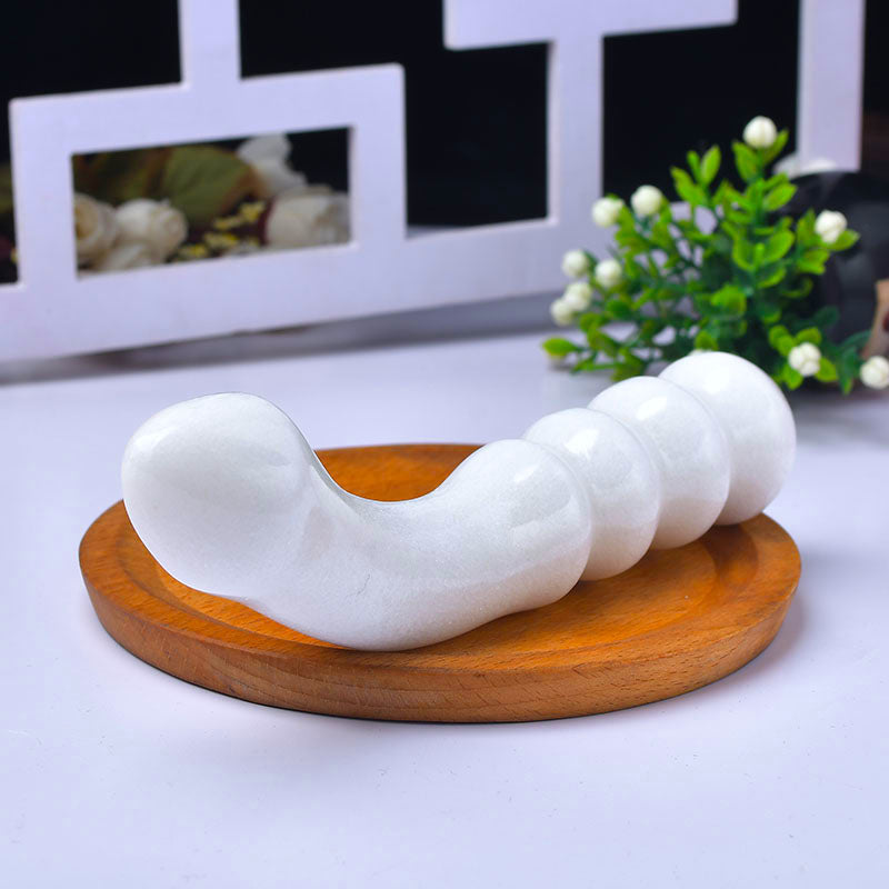 White Aventurine Beaded G Spot Crystal Dildo