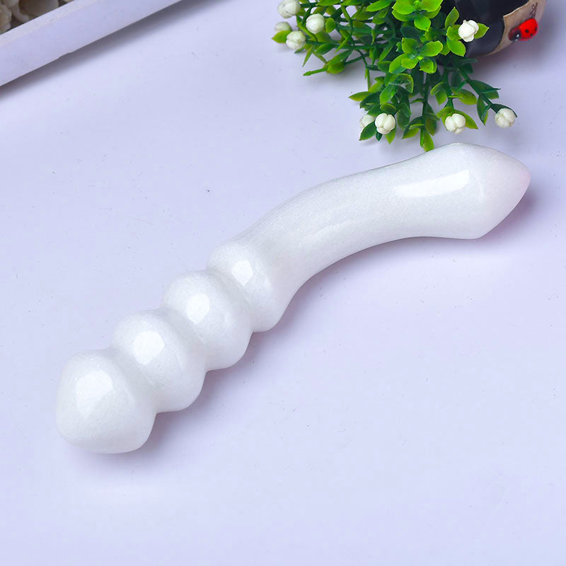 White Aventurine Beaded G Spot Crystal Dildo