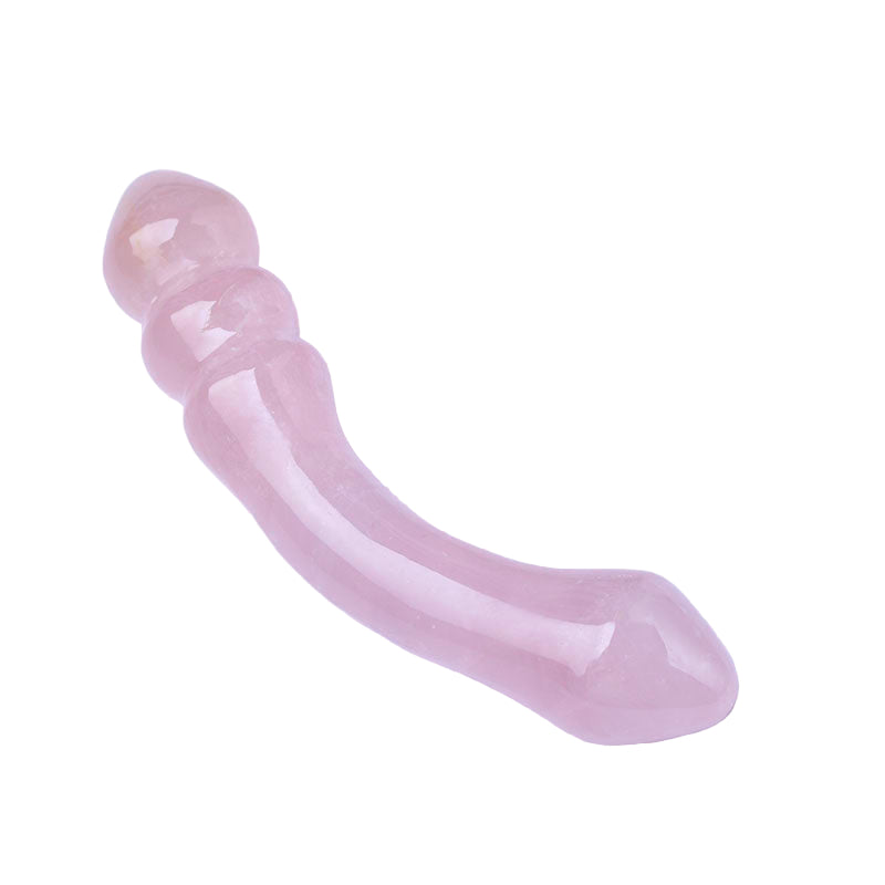 Pink Clear Curved Beaded Crystal Dildo