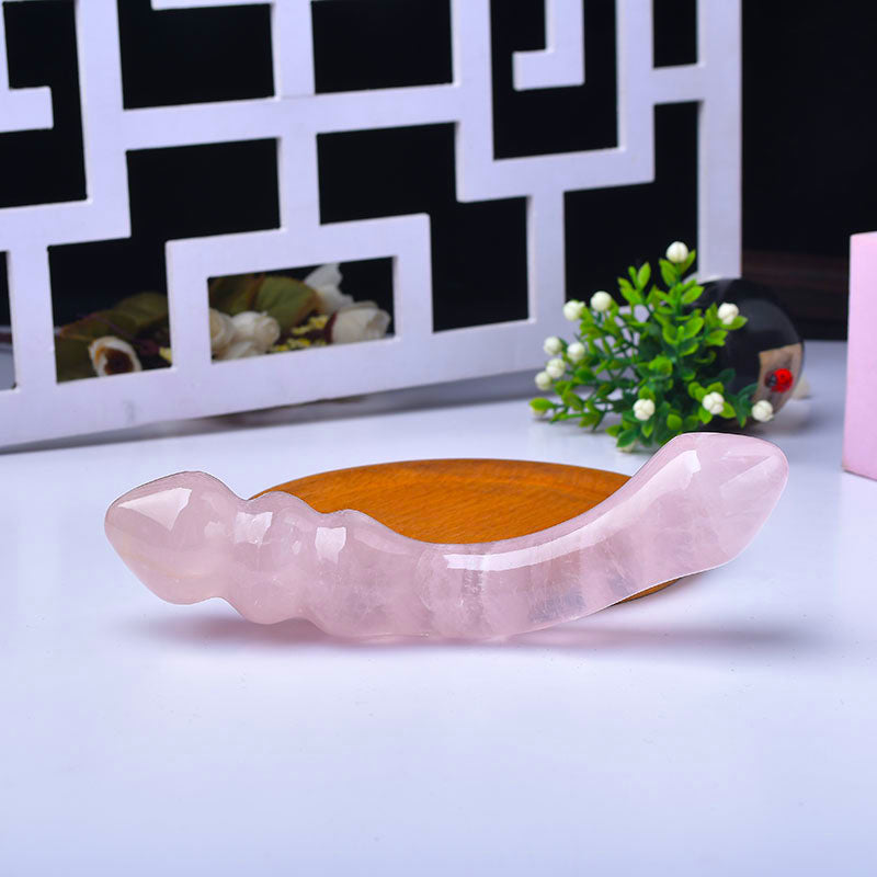 Pink Clear Curved Beaded Crystal Dildo