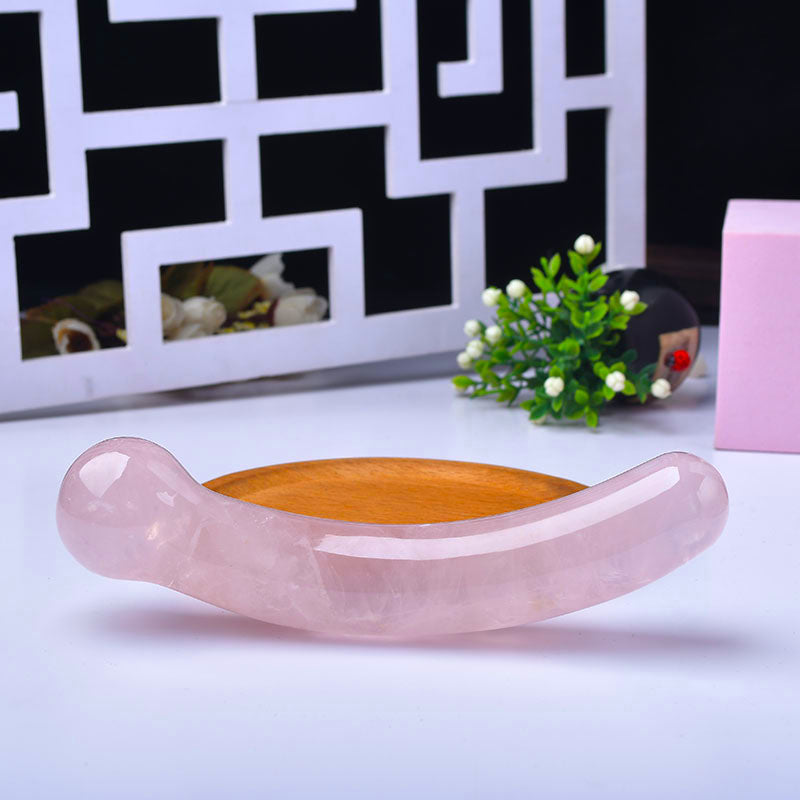 Pink Smooth Curvy Female Crystal Dildo