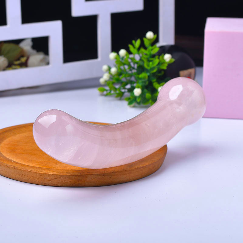 Pink Smooth Curvy Female Crystal Dildo