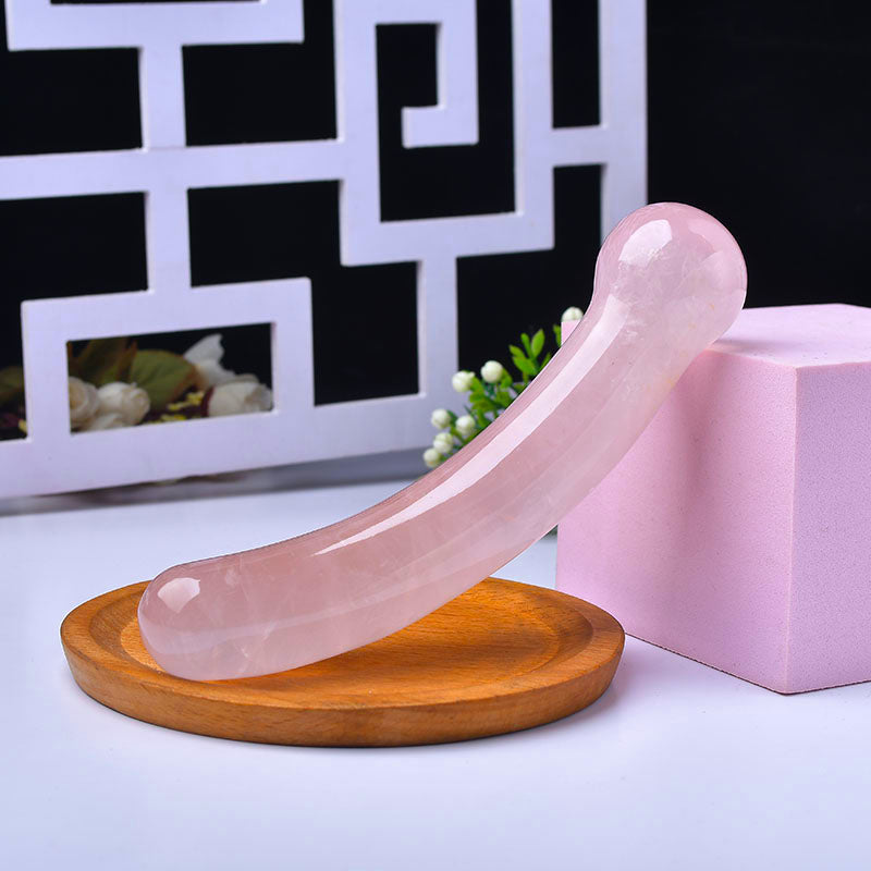 Pink Smooth Curvy Female Crystal Dildo
