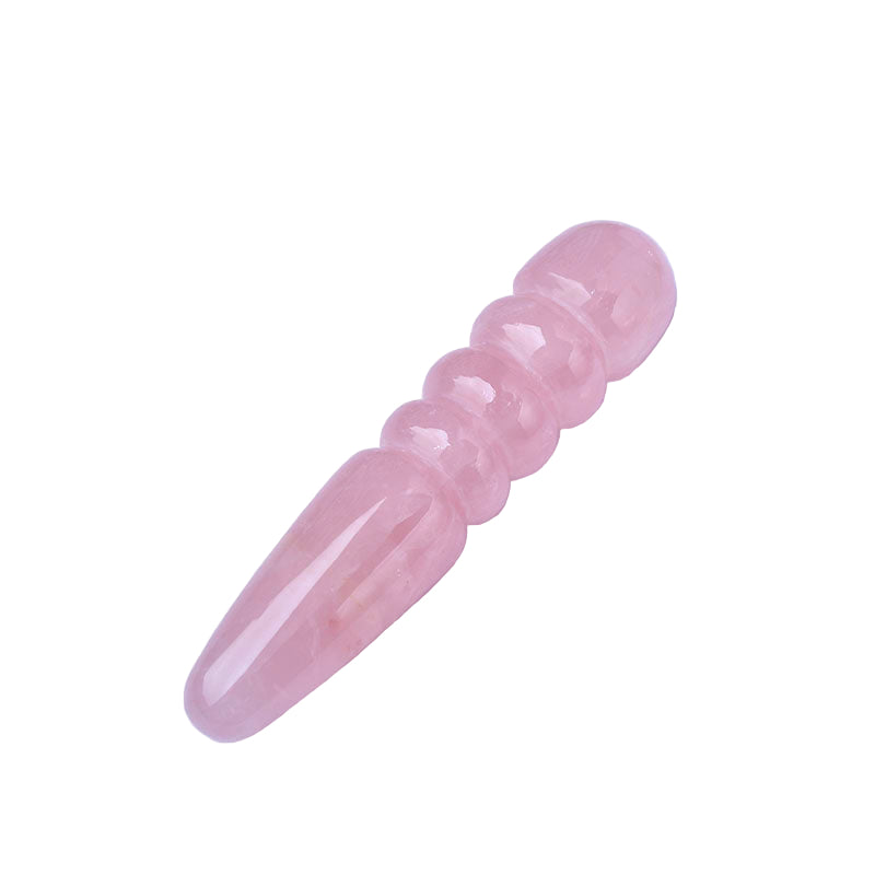 Pink Conical Ribbed Massage Crystal Dildo