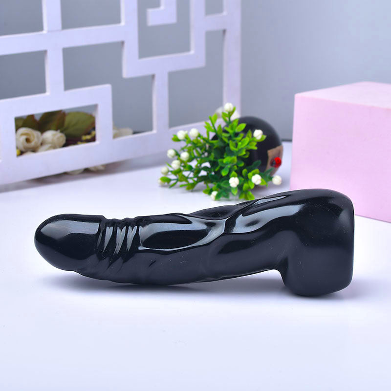 Obsidian Simulated Penis Smooth Crystal Dildo