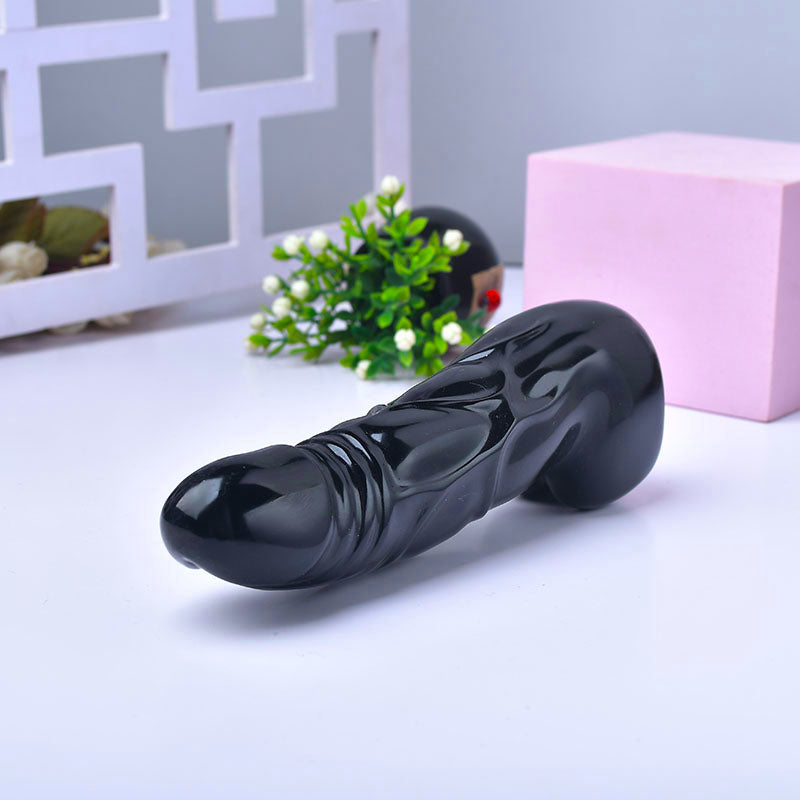 Obsidian Simulated Penis Smooth Crystal Dildo