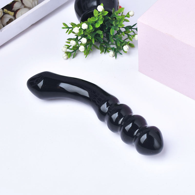 Black Aventurine Beaded G Spot Crystal Dildo