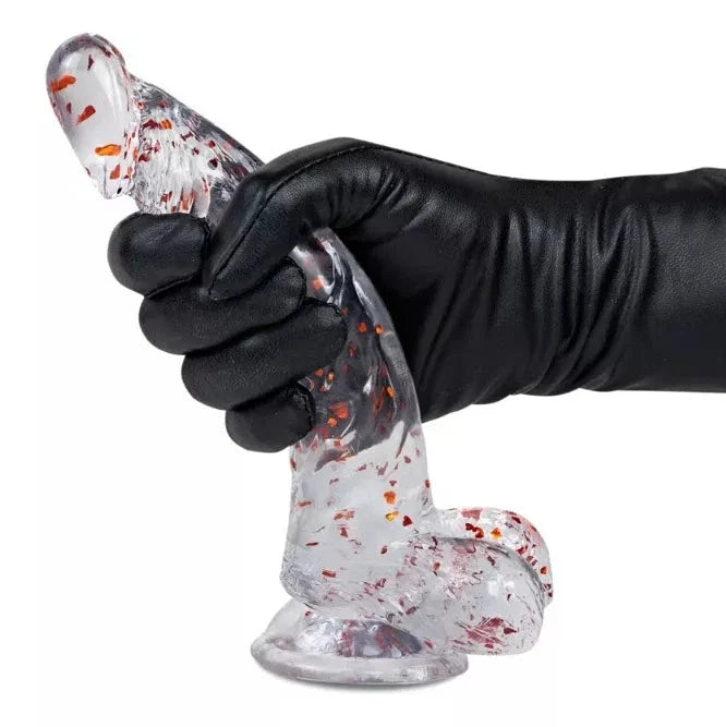 8 Inch Clear Glitter Curved G Spot Dildo
