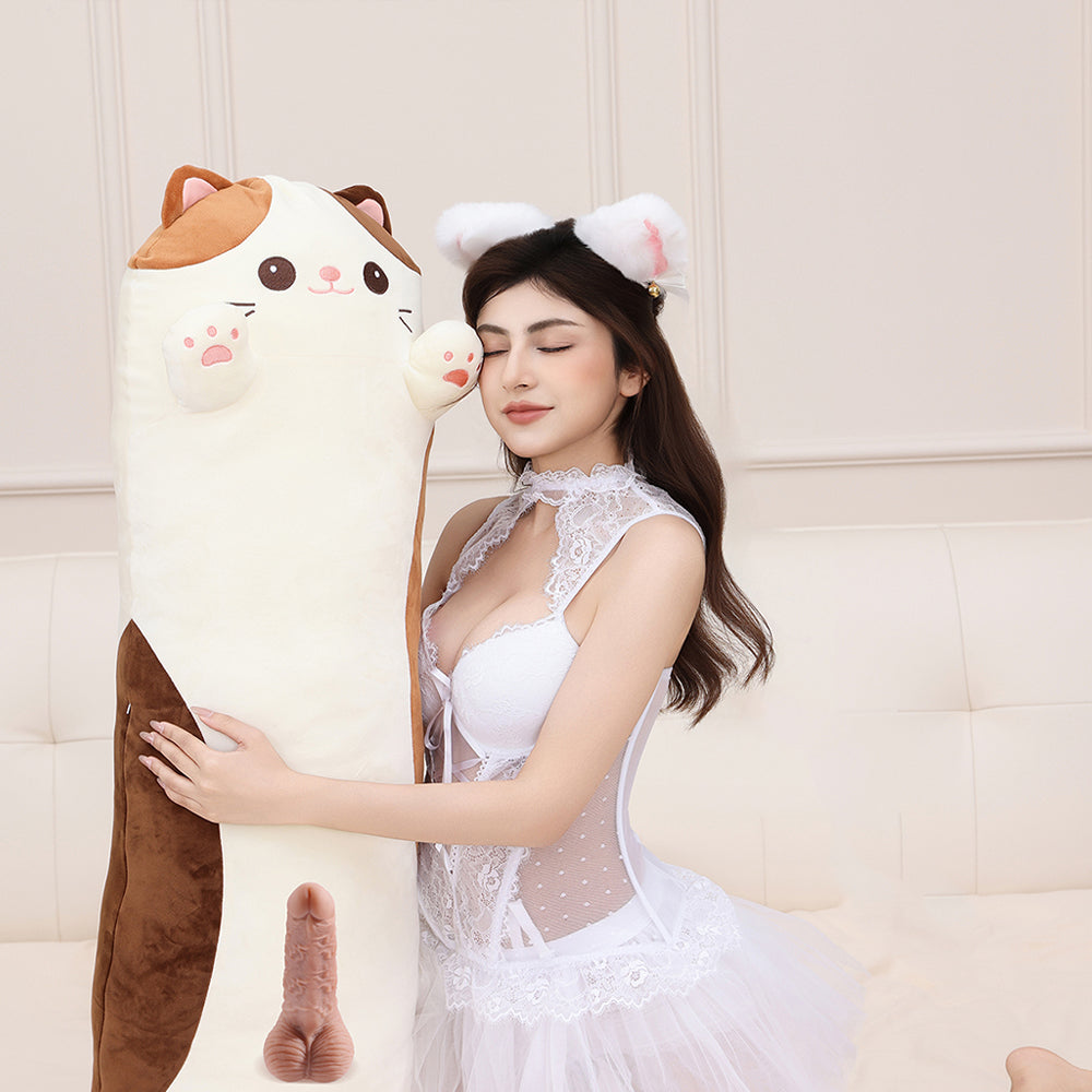 Cat Pillow Hidden Plush Dildo Machine
