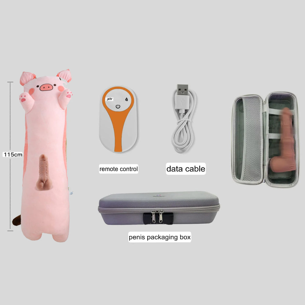 Pig Plush Pillow Hidden Thrust Dildo Machine