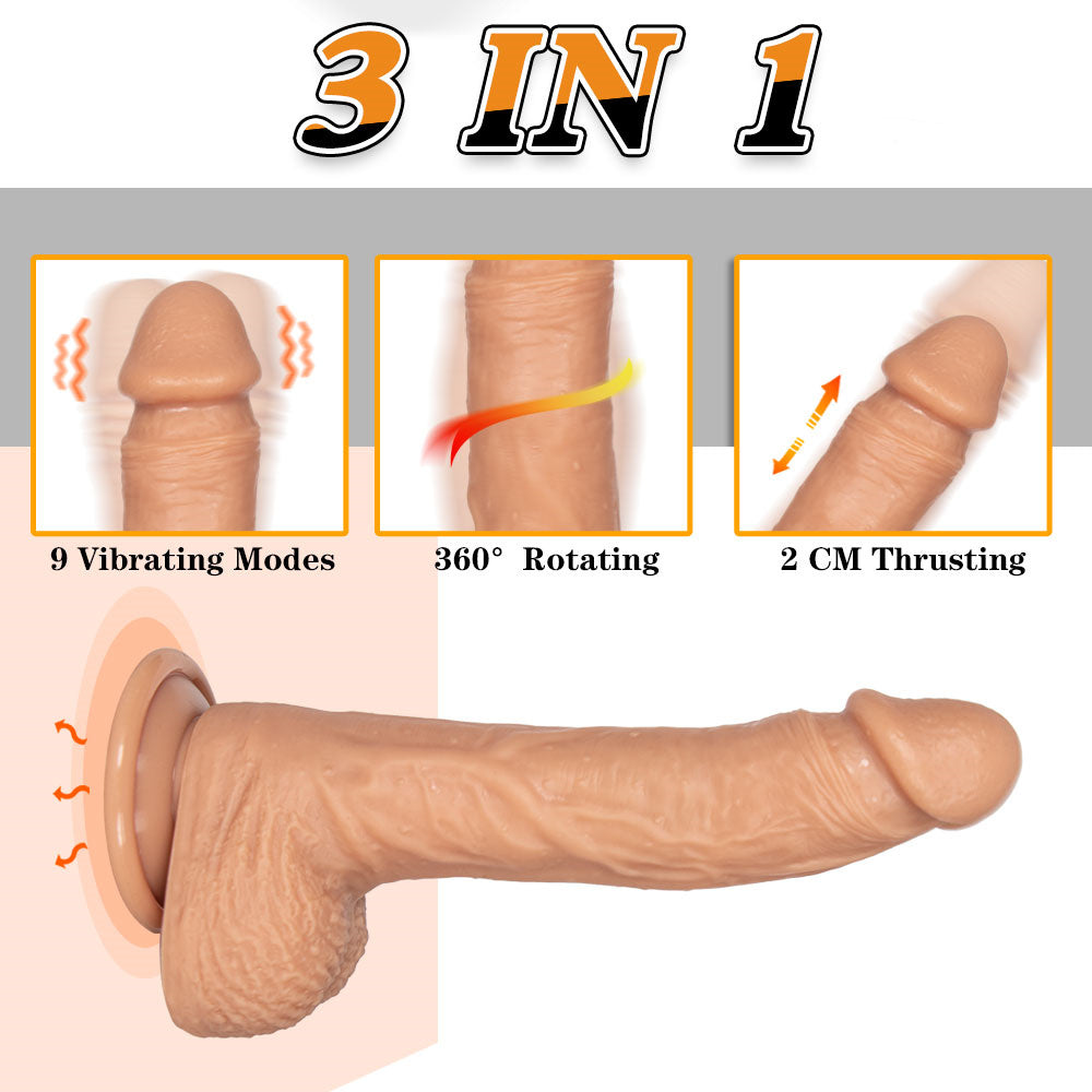 8 Inch Control Rotating Vibrating Thrusting Dildo
