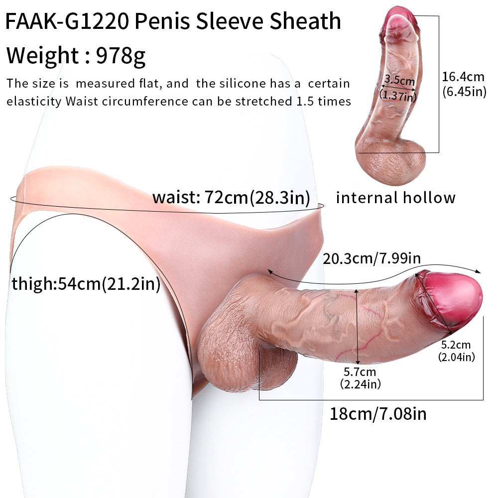 8 Inch Silicone Realistic Hollow Triangle Dildo Panties