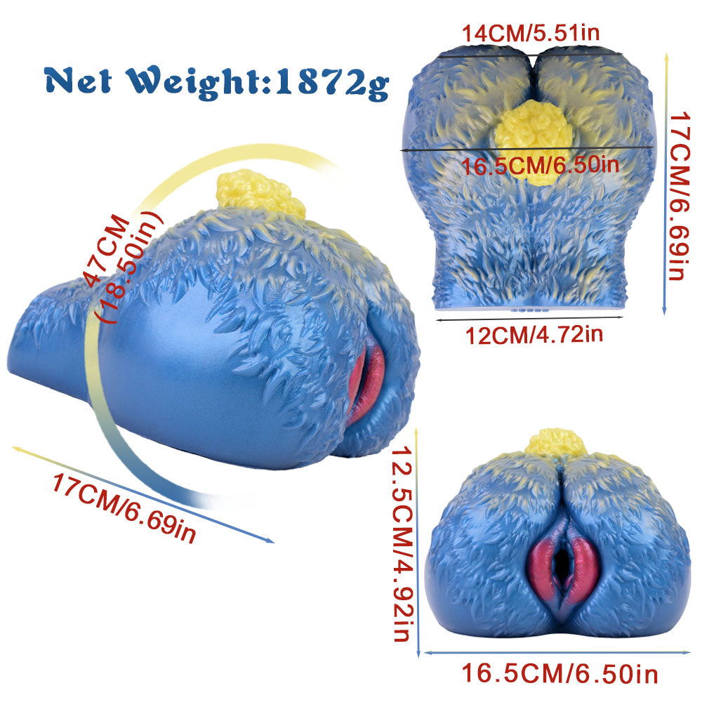 Blue Silicone Furry Goat Pocket Pussy