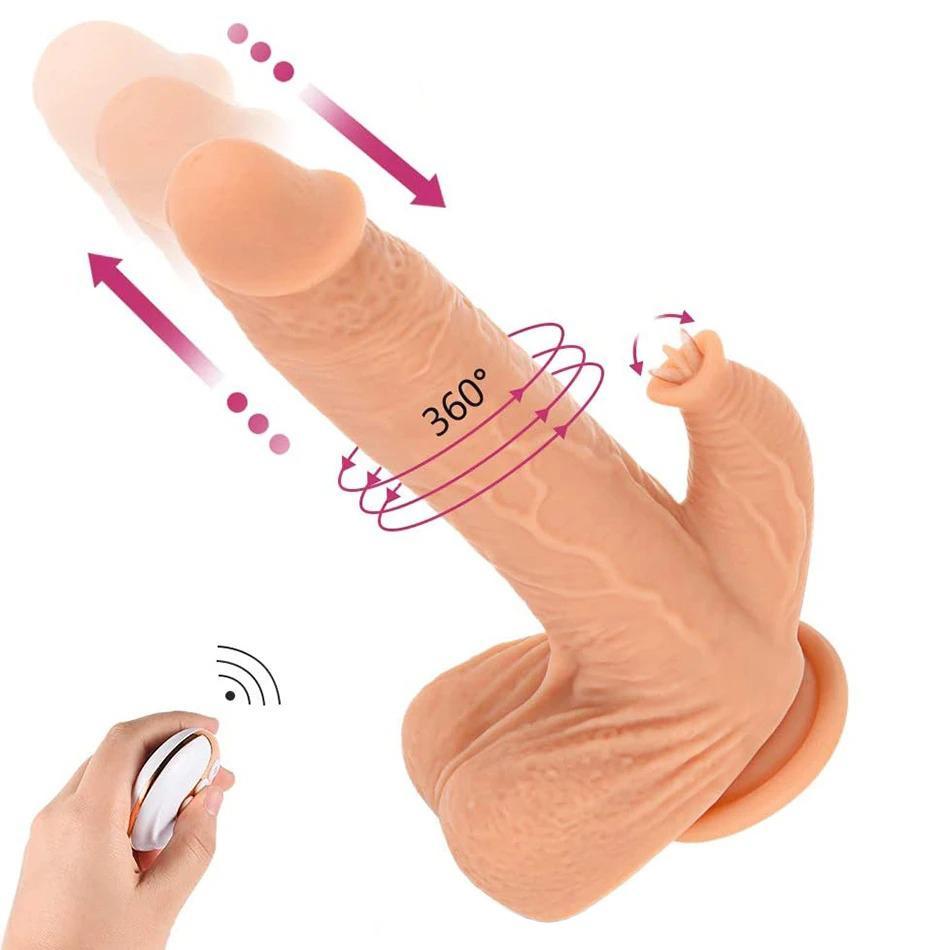 9.8 Inch Liquid Silicone Realistic Vibrating Thrusting Dildo