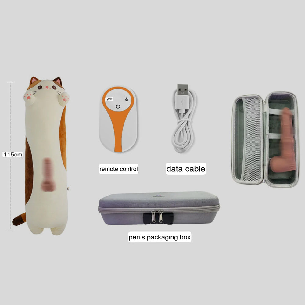 Cat Pillow Hidden Plush Dildo Machine