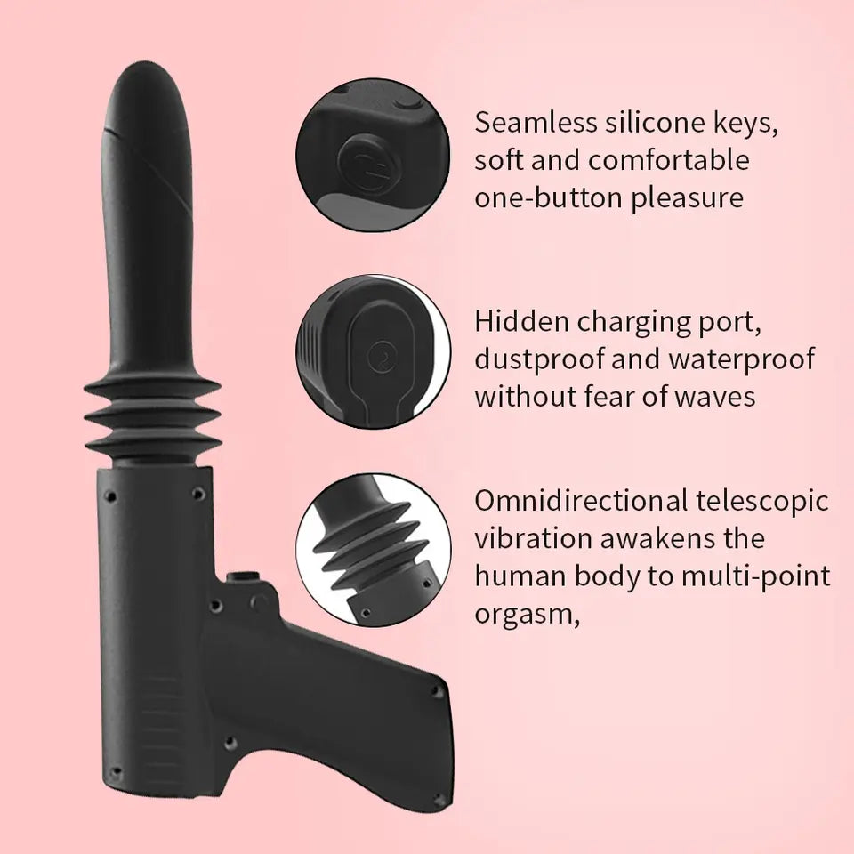 Massage Gun Dildo Black Thrusting Sex Toy