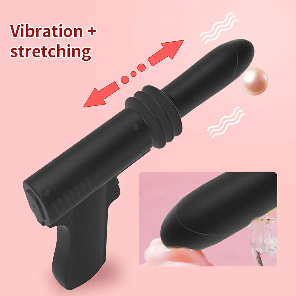 Massage Gun Dildo Black Thrusting Sex Toy