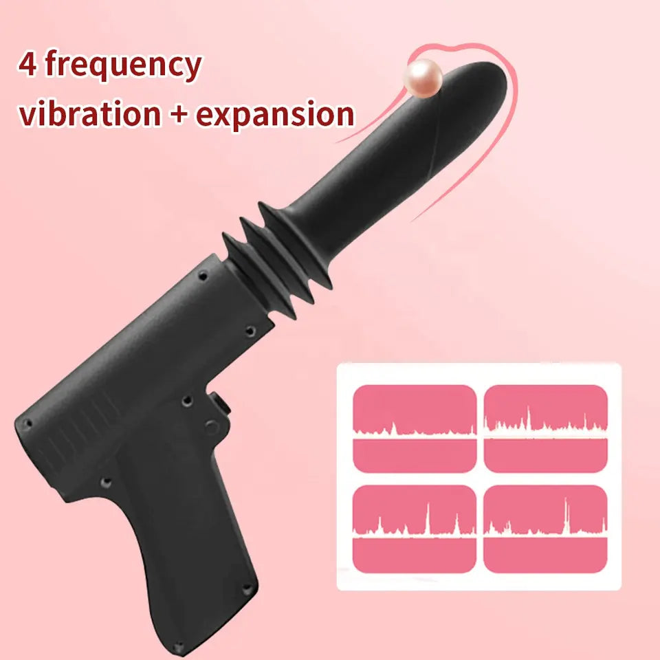 Massage Gun Dildo Black Thrusting Sex Toy
