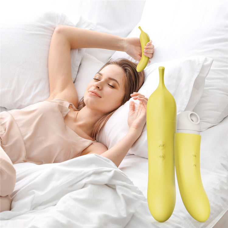 Clit Sucking Silicone Banana Vibrator Adult Toy