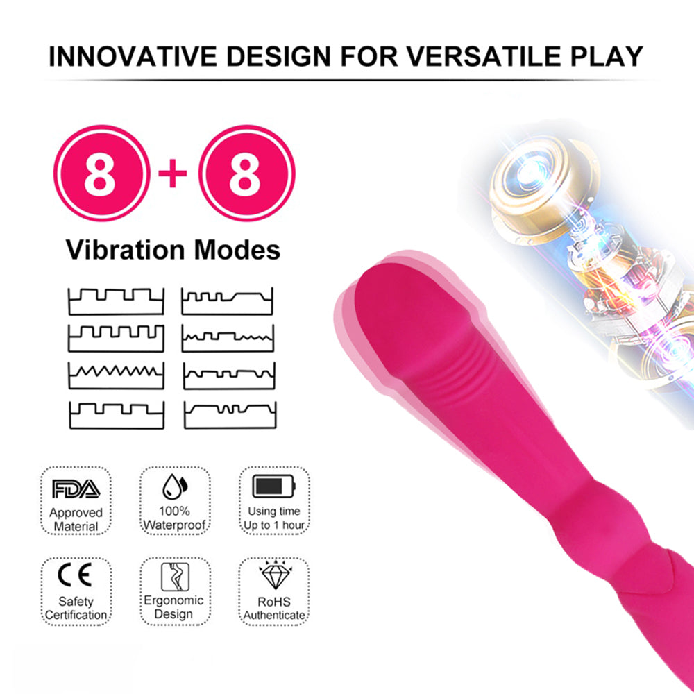 Pink Vibrating Foldable Double Head Dildo