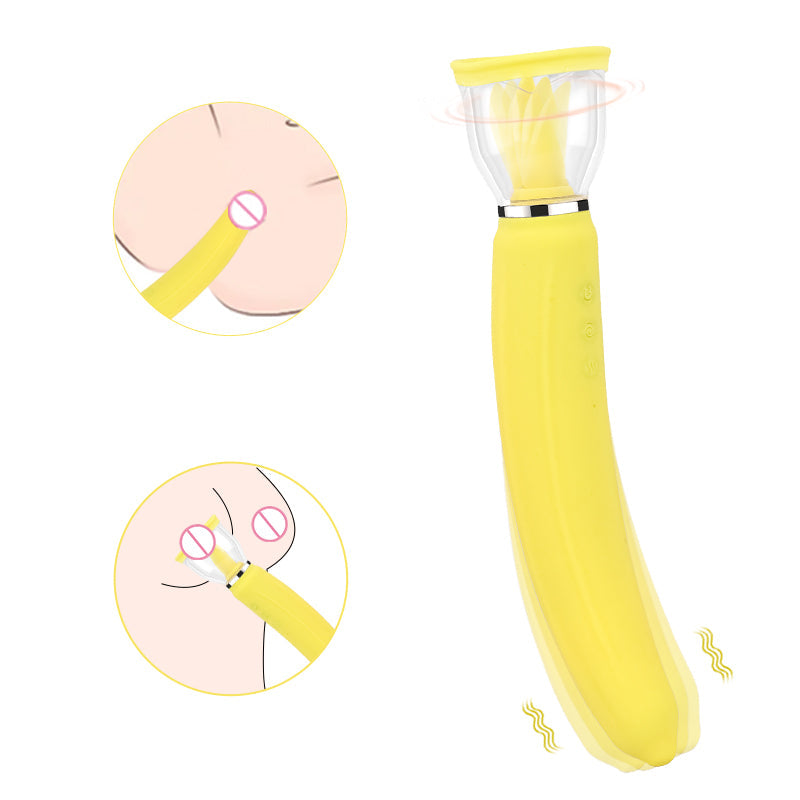Banana Shaped Licking Sucking 2-in-1 Vibrator