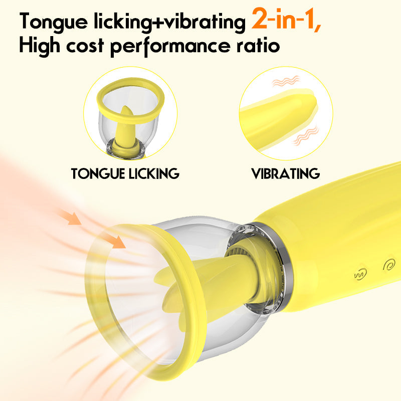 Banana Shaped Licking Sucking 2-in-1 Vibrator
