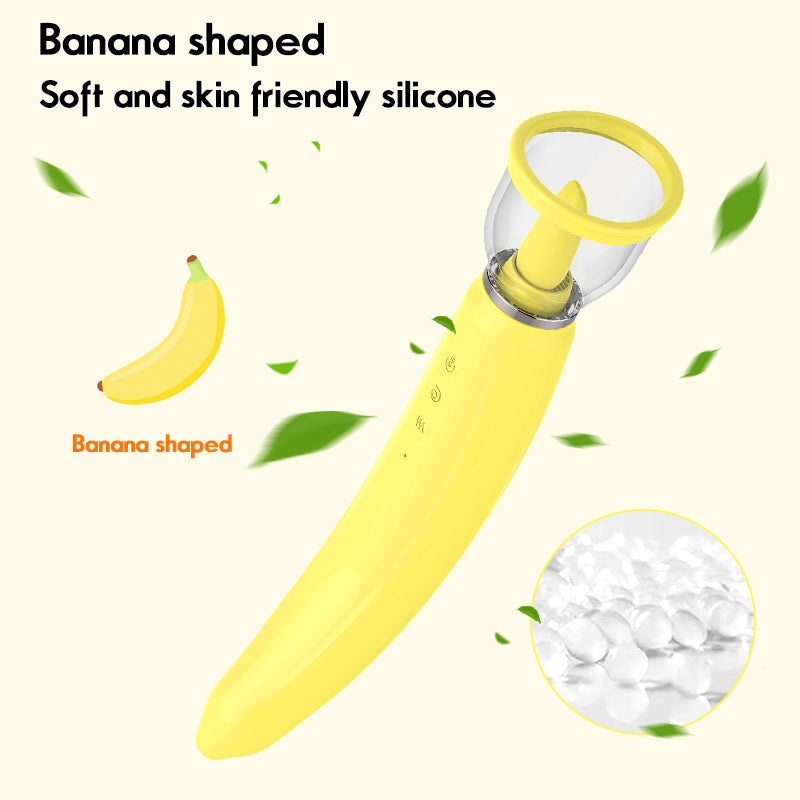 Banana Shaped Licking Sucking 2-in-1 Vibrator