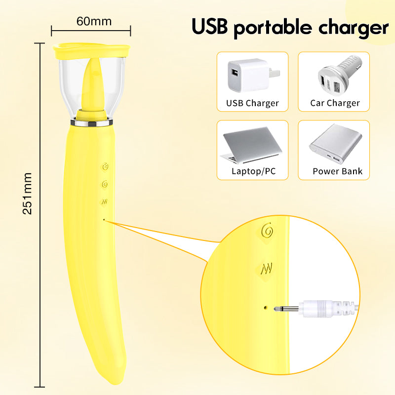 Banana Shaped Licking Sucking 2-in-1 Vibrator