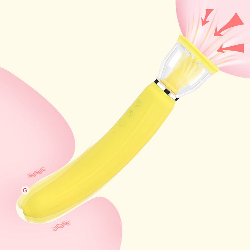 Banana Shaped Licking Sucking 2-in-1 Vibrator
